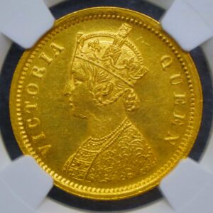 1862年 イギリス領インド モハール金貨　V ON BUST 手替わり品 NGCMS61
