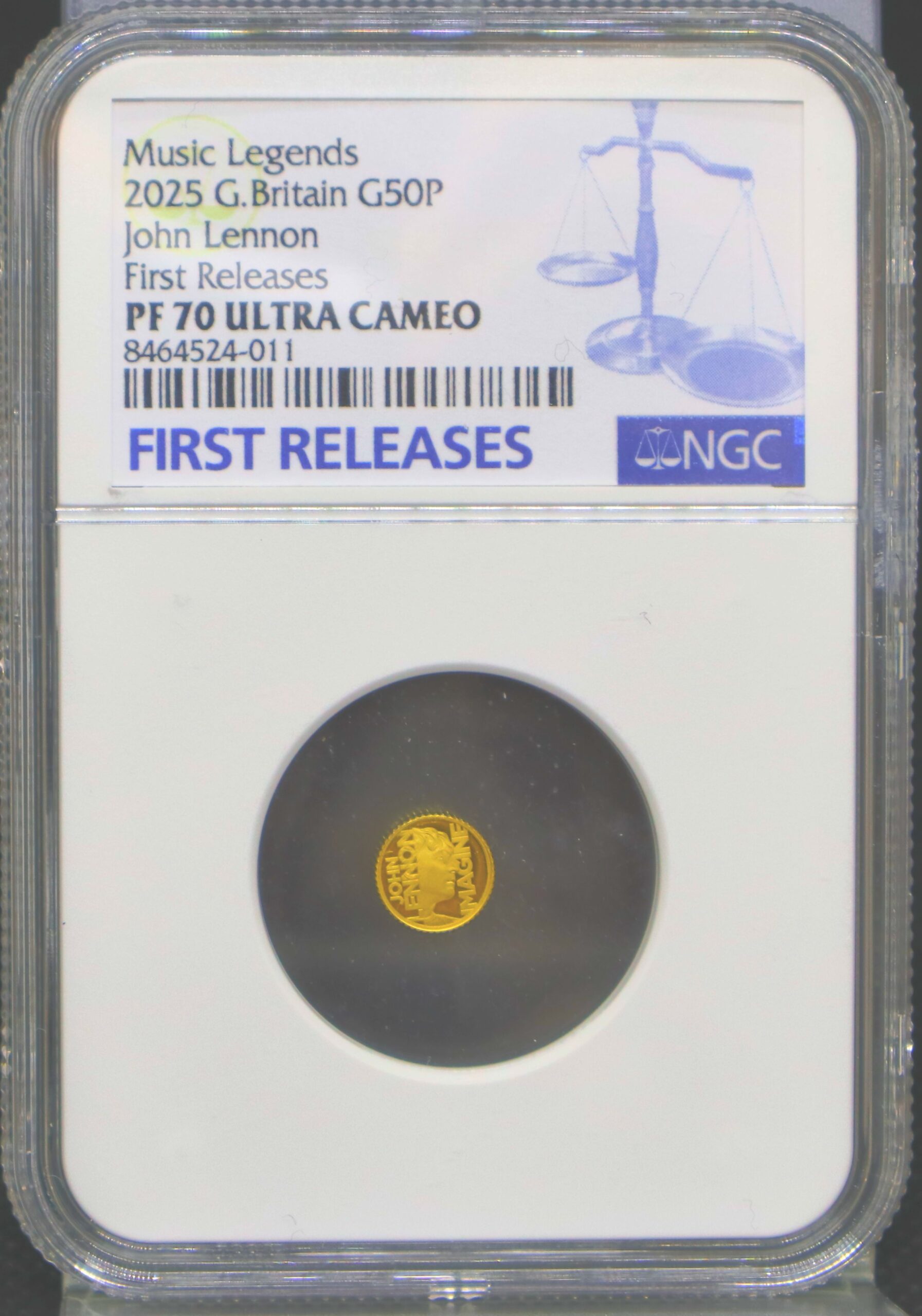 2025年 イギリス 50ペンス金貨 1/40オンス ミュージックレジェンド第10弾 ジョン・レノン FIRST RELEASES